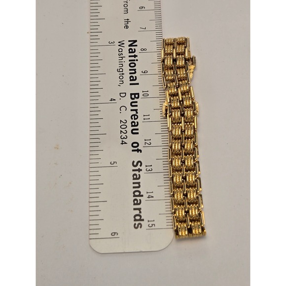 Avon Jewelry - Avon brick Link Bracelet 7.25in Gold Tone Excellent Triple Row Beaded Vintage